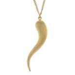 A 9ct gold textured drop pendant,