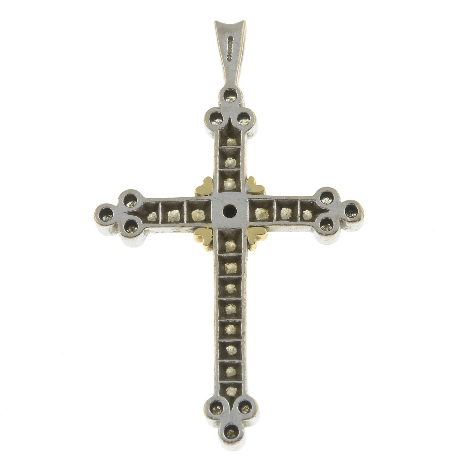 An 18ct gold diamond cross pendant.Estimated total diamond weight 0.75ct.Hallmarks for - Image 2 of 2