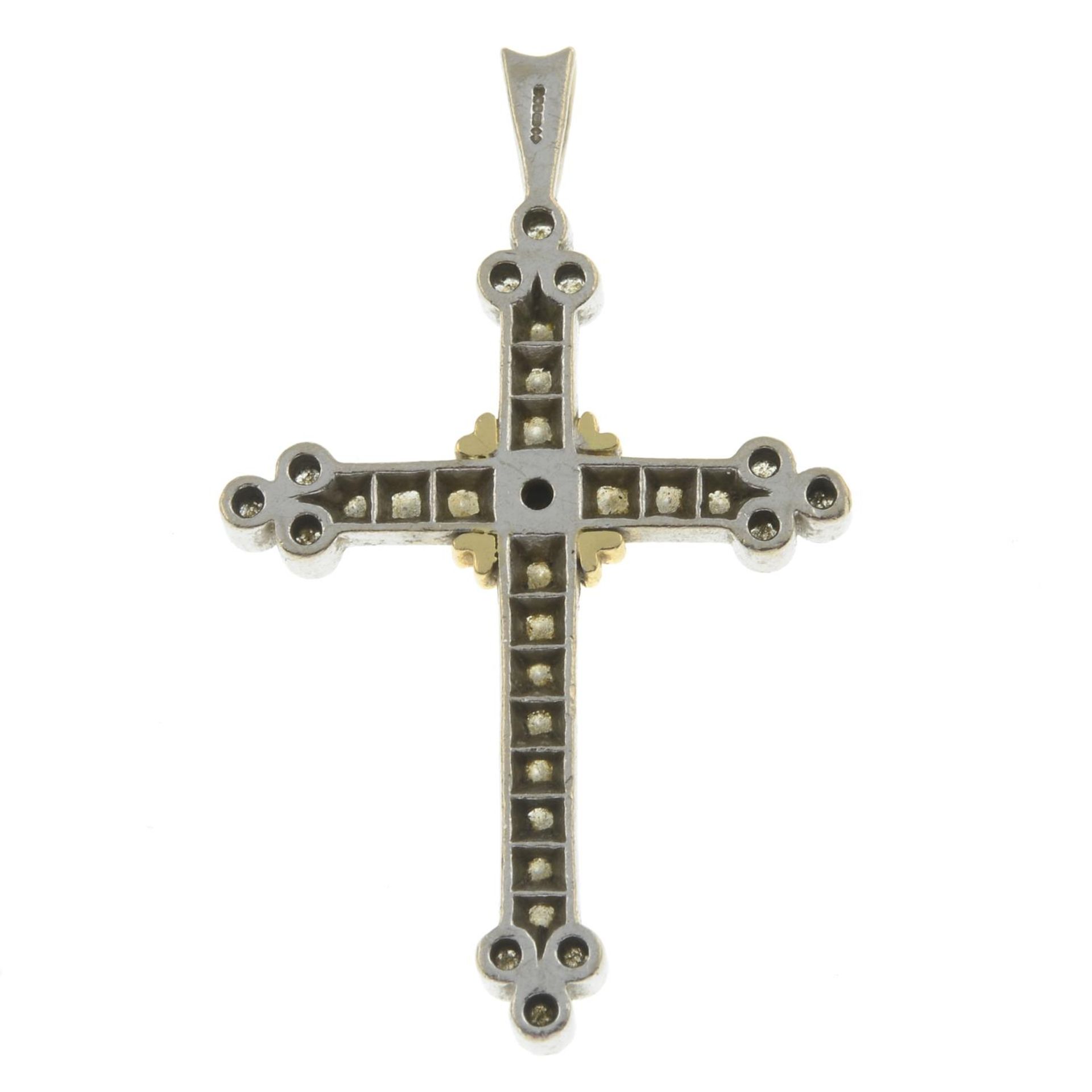 An 18ct gold diamond cross pendant.Estimated total diamond weight 0.75ct.Hallmarks for - Bild 2 aus 2