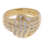 A cubic zirconia dress ring.Stamped 18k.Ring size P.