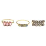 9ct gold colour-treated vari-hue 'coloured' diamond four-stone ring,