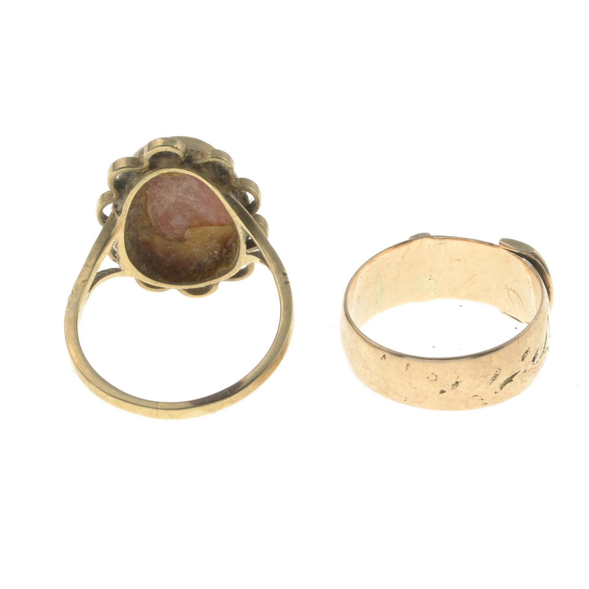 Edwardian 9ct gold buckle ring, hallmarks for Birmingham, 1905, ring size K1/2, 2.9gms. - Image 2 of 2