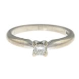An 18ct gold diamond single-stone ring.Estimated diamond weight 0.20ct, H-I colour, SI clarity.