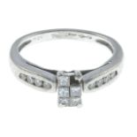 A platinum diamond dress ring.One diamond deficient.Total diamond weight 0.38ct,