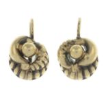 A pair of knot earrings.Stamped 585.Length 1.7cms.