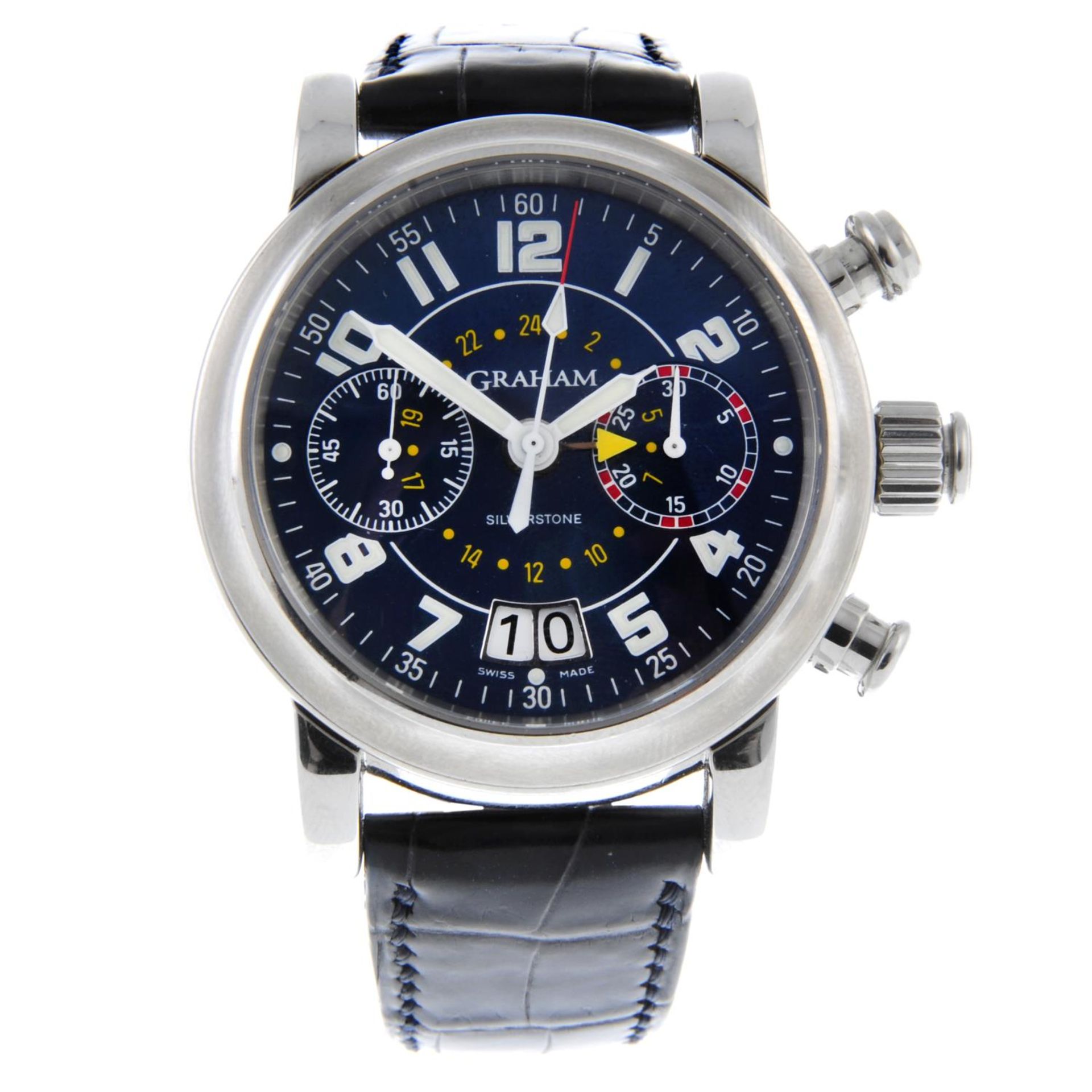 GRAHAM - a gentleman's Silverstone GMT chronograph wrist watch.