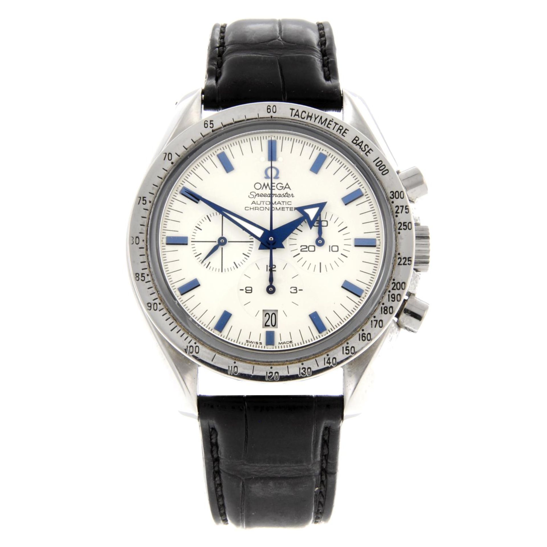 OMEGA - a gentleman's Speedmaster Broad Arrow chronograph wrist watch.