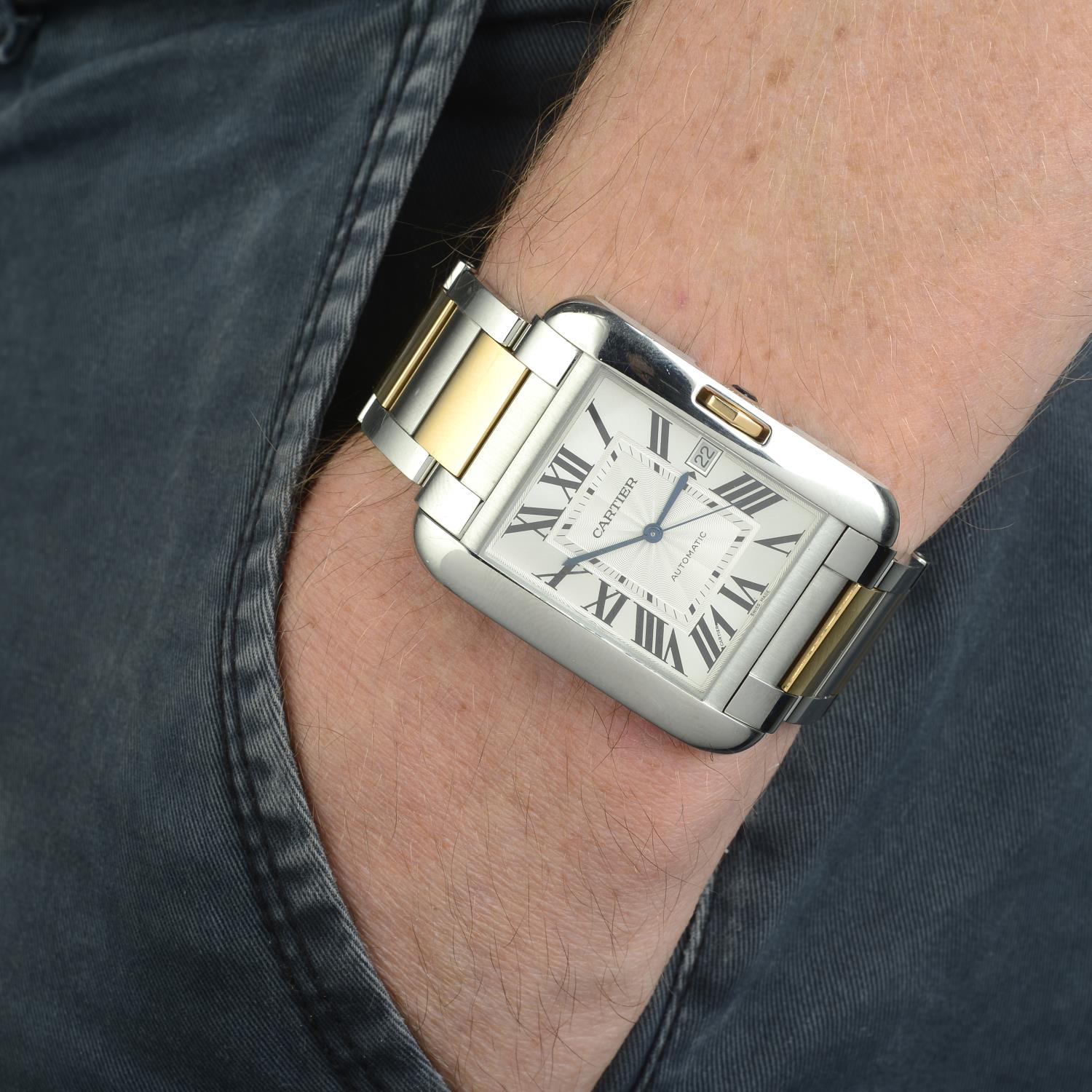 CARTIER - a gentleman's Tank Anglaise XL bracelet watch. - Image 3 of 5