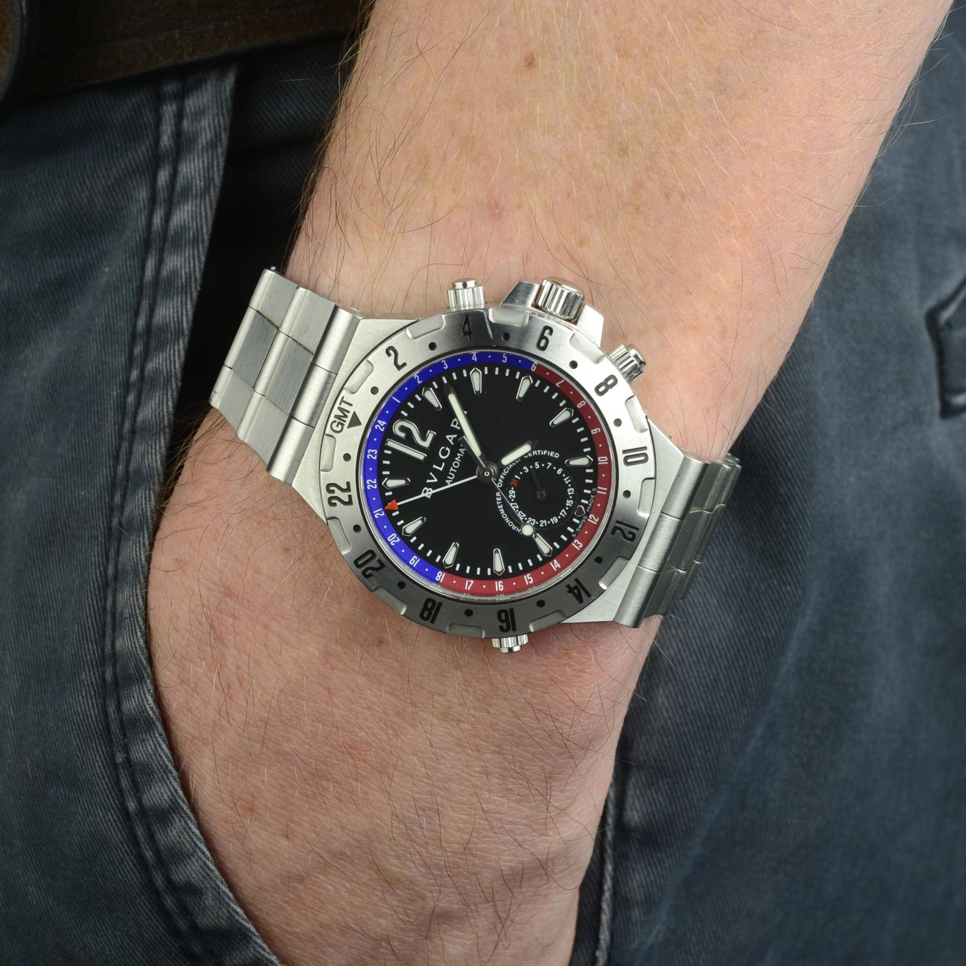 BULGARI - a gentleman's Diagono GMT wrist watch. - Bild 3 aus 5