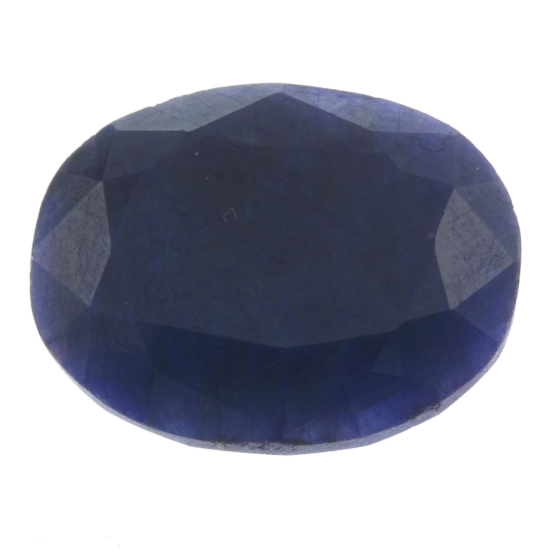 An oval-shape sapphire.