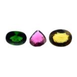 Fifteen vari-shape, vari-colour tourmalines.