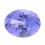 An oval-shape tanzanite.