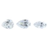 Fifteen pear-shape diamonds.