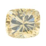 A rectangular-shape Fancy intense Yellowish Brown diamond.