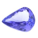 A pear-shape tanzanite.