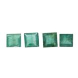 Four square-shape emeralds.