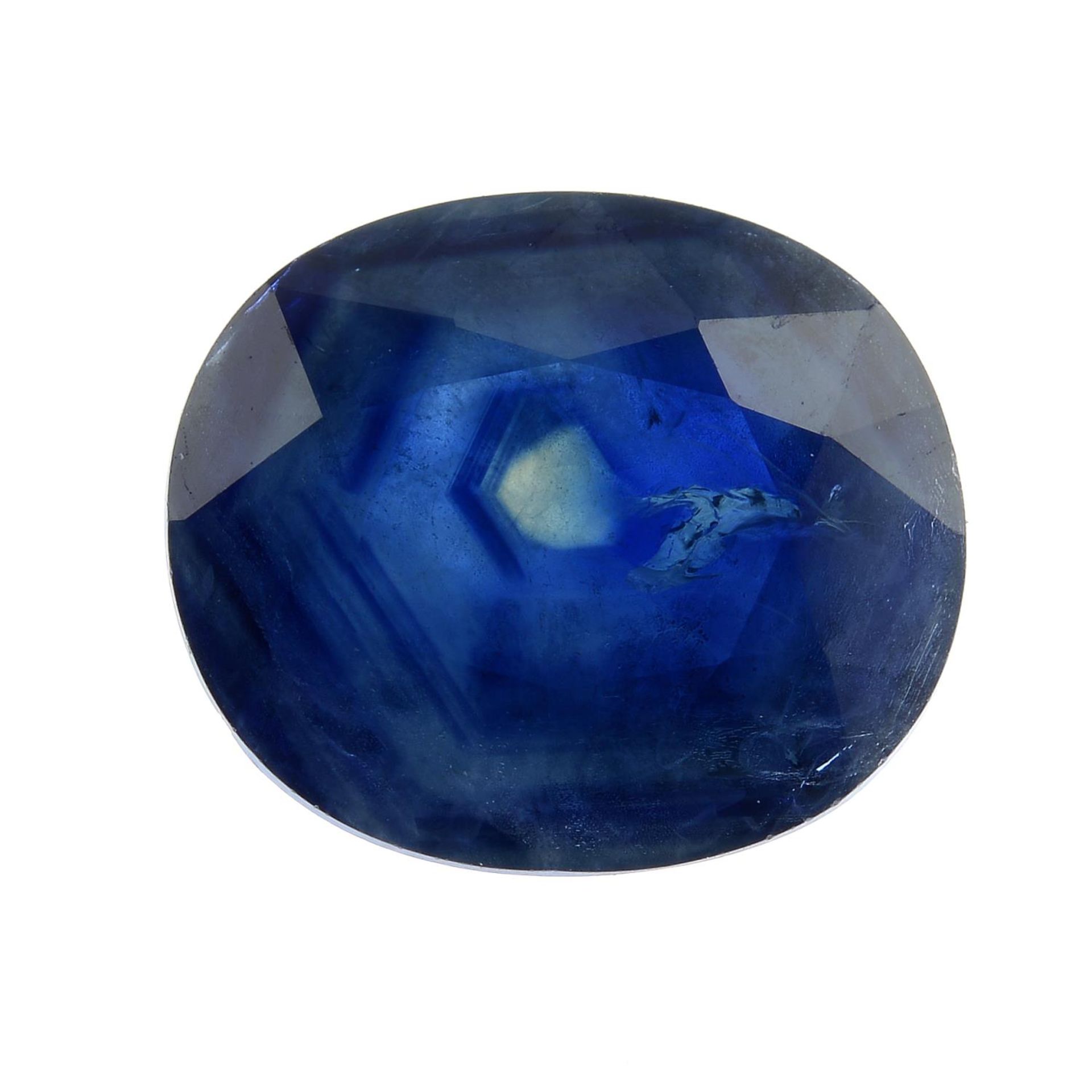 An oval-shape sapphire.