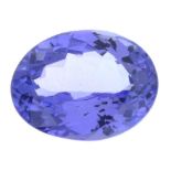 An oval-shape tanzanite.