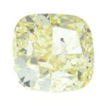 A square-shape natural Fancy Yellow diamond.