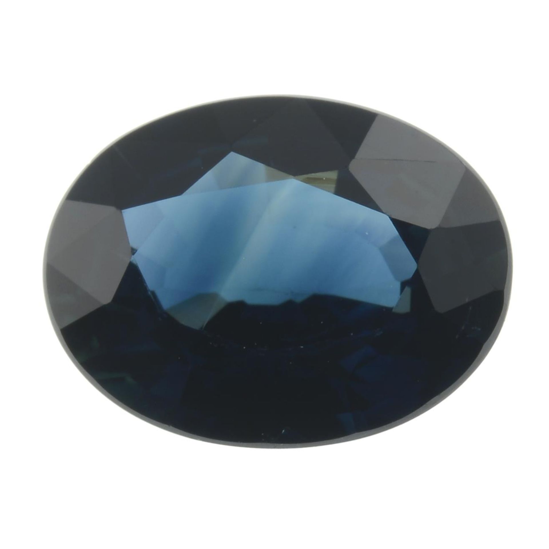 An oval-shape sapphire.