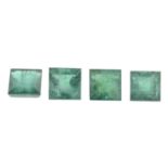 Four square-shape emeralds.