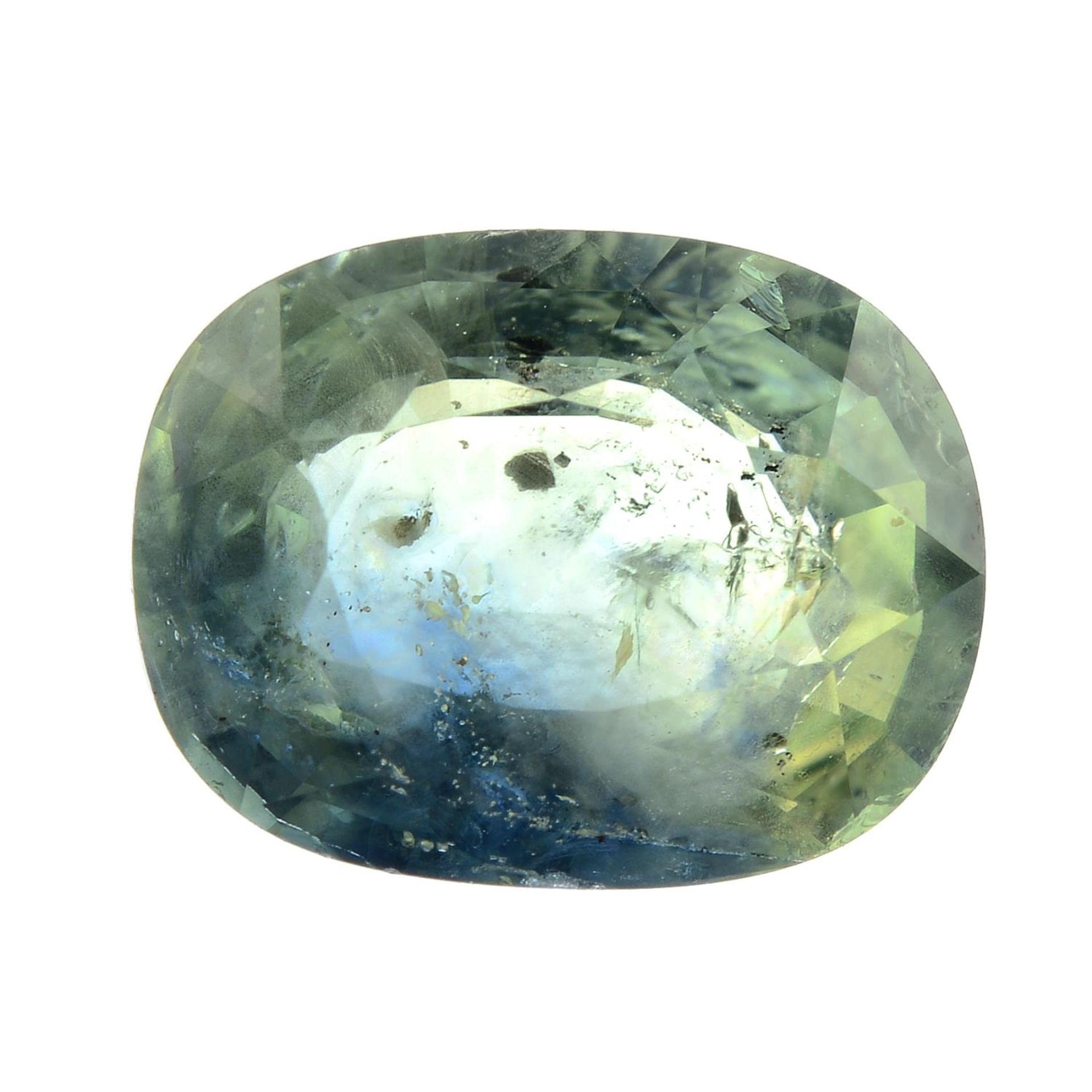 An oval-shape sapphire.