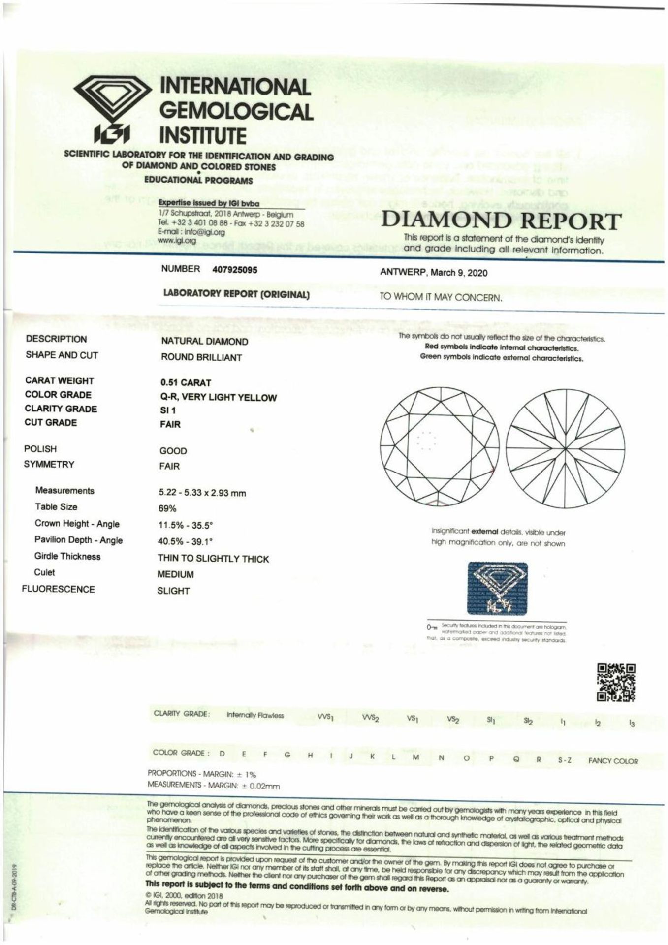 A brilliant-cut Very Light Yellow diamond. - Bild 3 aus 3