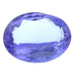 An oval-shape tanzanite.