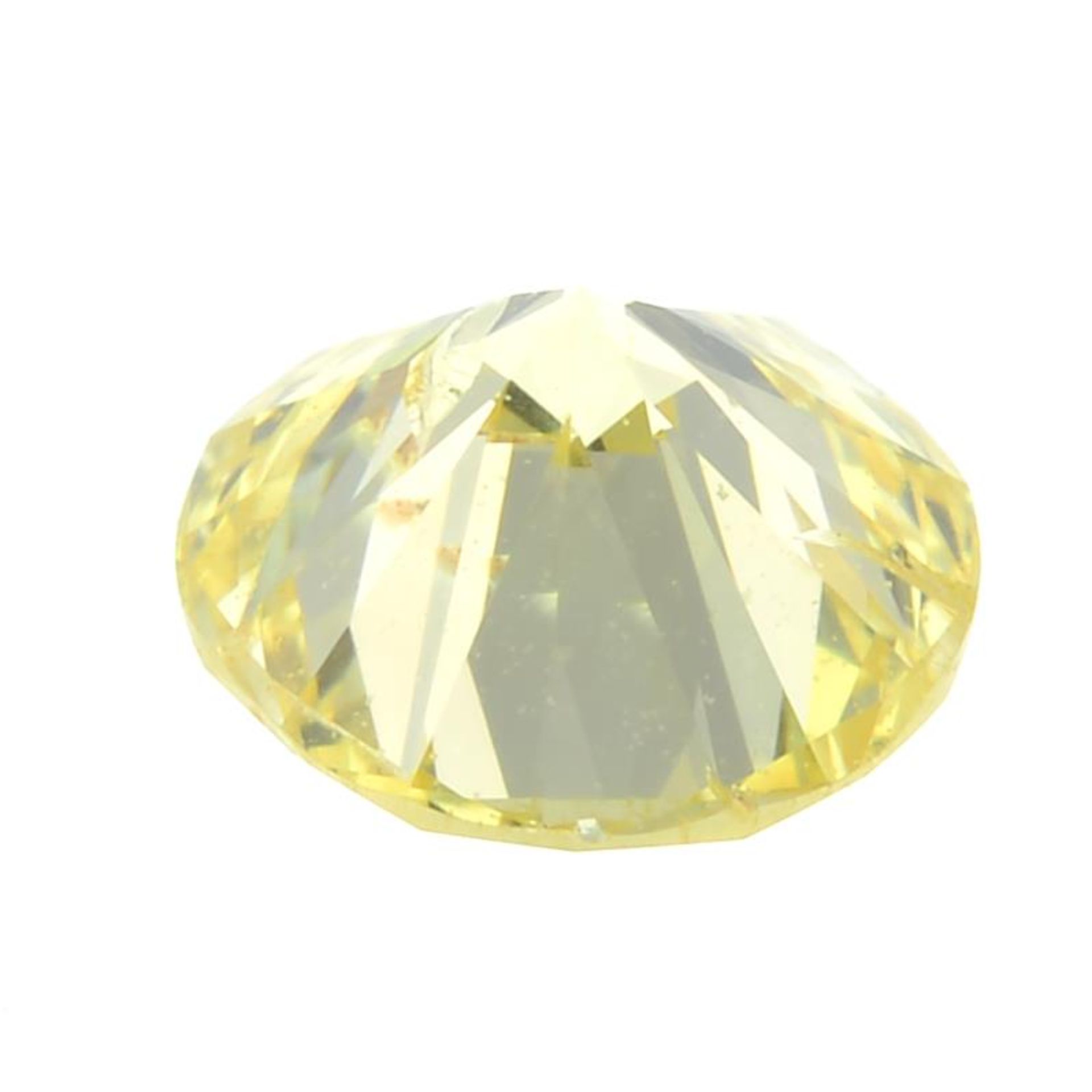 A round brilliant-cut natural Fancy Intense Yellow diamond. - Bild 2 aus 3