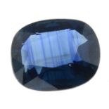 A cushion-shape no heat sapphire.