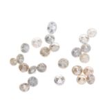 A small selection of round brilliant-cut melee diamonds and 'brown' melee diamonds.
