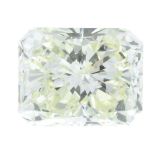 A rectangular-shape 'Light Yellow' diamond.