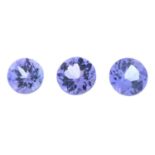 Six circular-shape tanzanites.