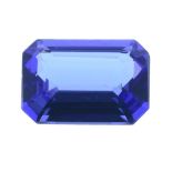 A rectangular-shape tanzanite.