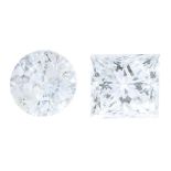 A round brilliant-cut diamond, estimated weight 0.25ct.