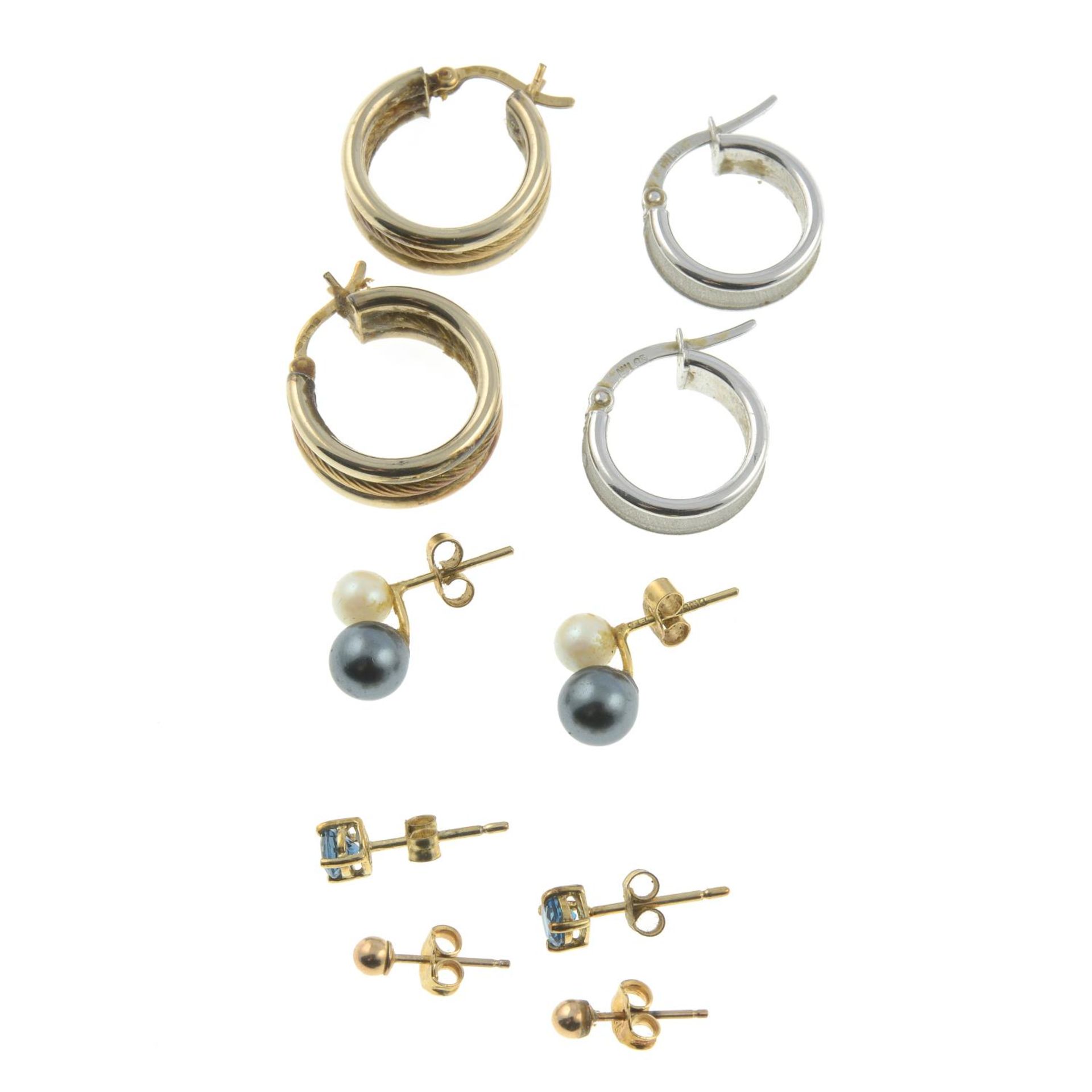 9ct gold bi-colour hoop earrings, hallmarks for 9ct gold, diameter 1.7cms, 2.8gms. - Bild 3 aus 3