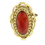 A carnelian single-stone ring.Stamped 585.