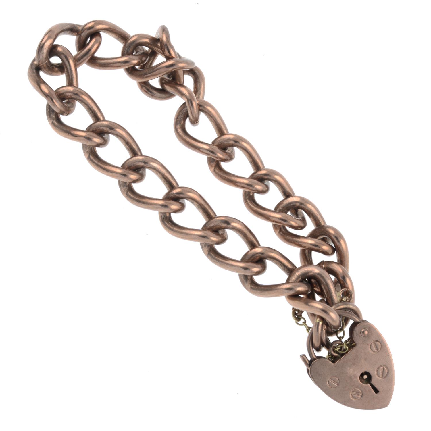 A 9ct gold bracelet, with 9ct gold padlock clasp.Hallmarks for London, 1991 and 1993.Length 18cms. - Image 2 of 2