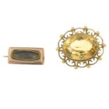 Late Georgian gold mourning brooch,
