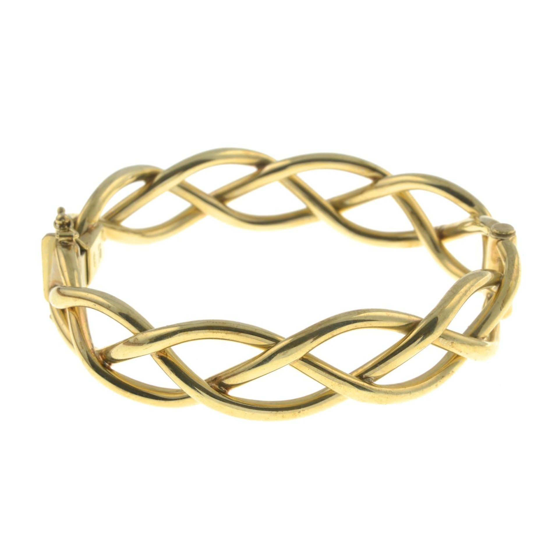 A 9ct gold woven bangle.Hallmarks for 9ct gold. - Image 2 of 2