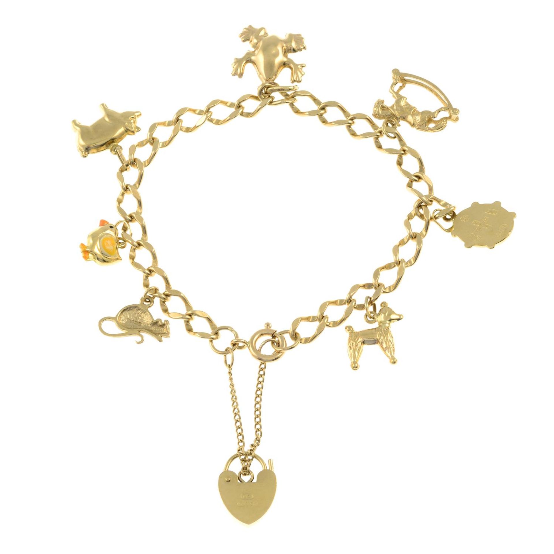 A 9ct gold charm bracelet.Hallmarks for Sheffield.Length 19.4cms. - Bild 2 aus 2
