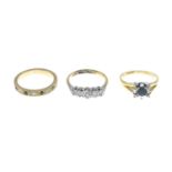 18ct gold sapphire and diamond cluster ring,