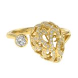 An 18ct gold brilliant-cut diamond dress ring.Estimated total diamond weight 0.40ct,