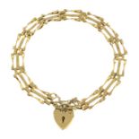 9ct gold gate-link bracelet,