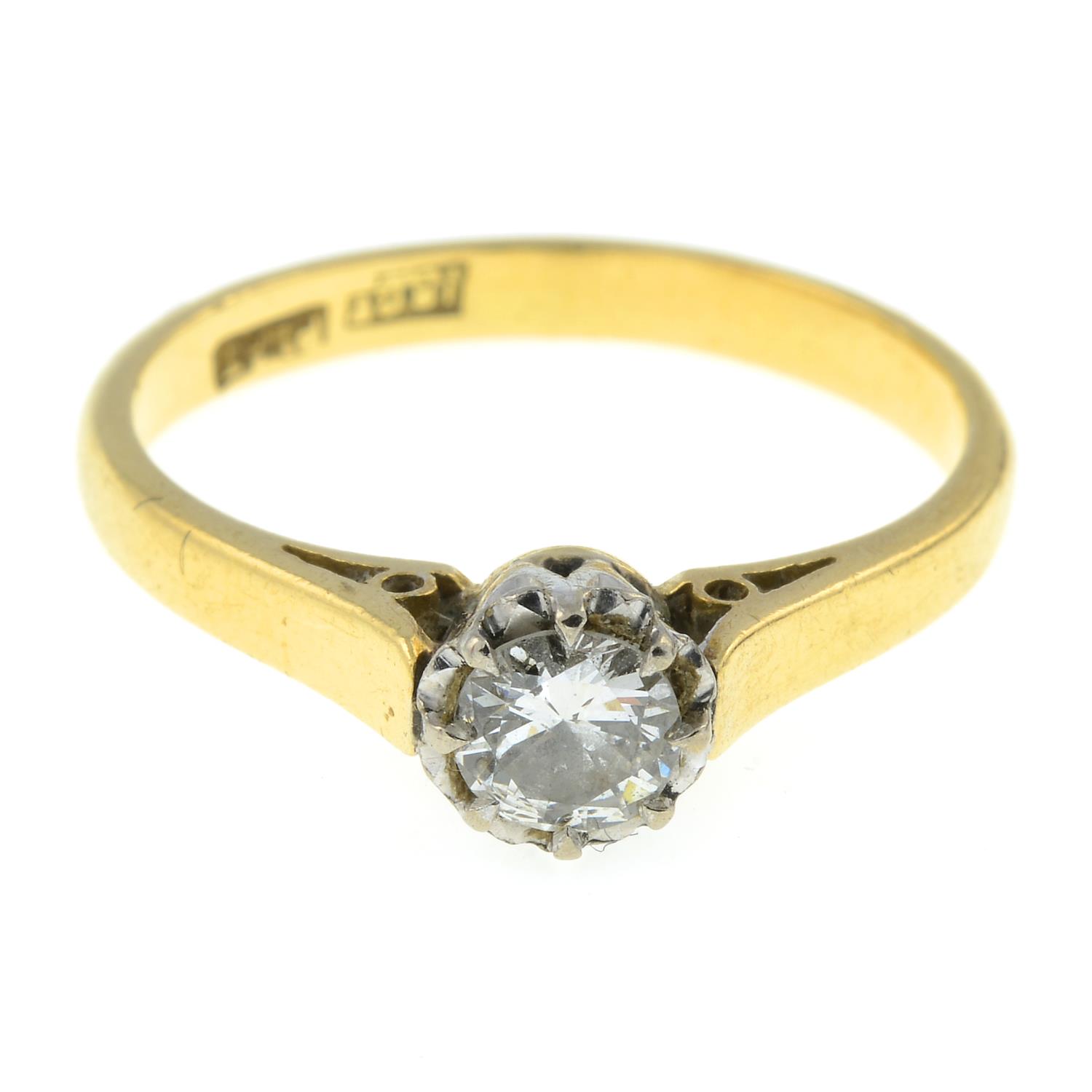 A brilliant-cut diamond single-stone ring.Estimated diamond weight 0.30ct,