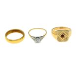 Early 20th century 22ct gold band ring,