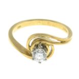 An 18ct gold brilliant-cut diamond single-stone ring.Estimated diamond weight 0.30ct,