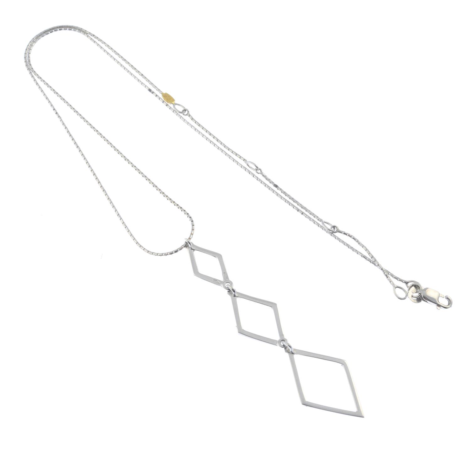 A single-cut diamond pendant, suspended from an 18ct gold fancy-link chain.Pendant stamped 375. - Image 2 of 2