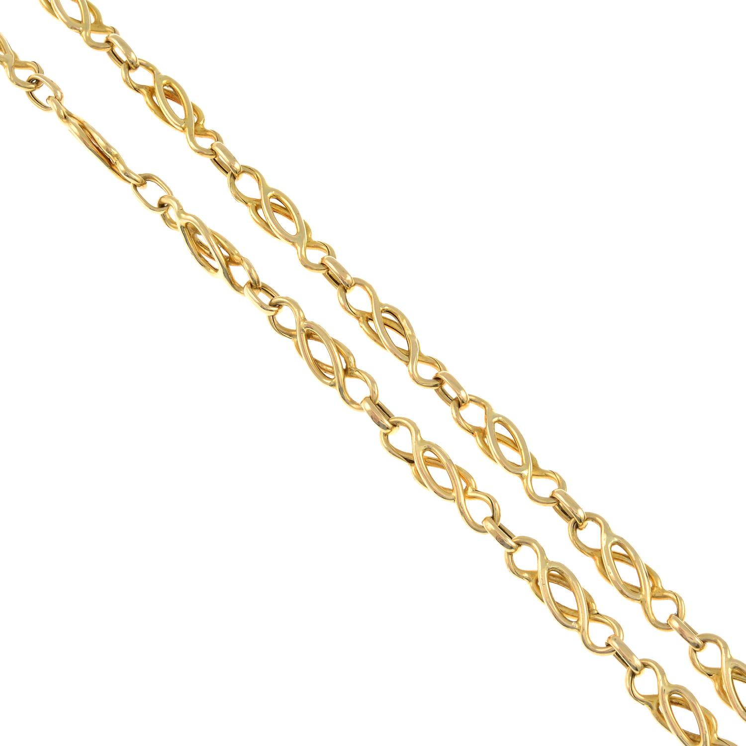 A 9ct gold fancy-link chain necklace.Hallmarks for Sheffield.Length 46cms.