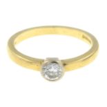 An 18ct gold brilliant-cut diamond single-stone ring.Estimated diamond weight 0.25ct,